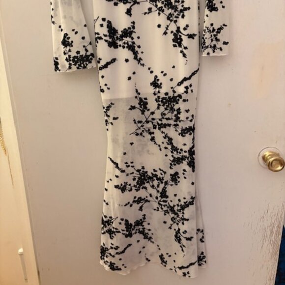 Fashion Nova Floral Print Mesh Mock Neck Maxi Dress, Sz L, NWOT - Picture 13 of 13